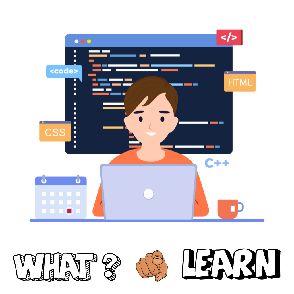 Multiple screens showing HTML, CSS, JavaScript code, and a responsive website preview