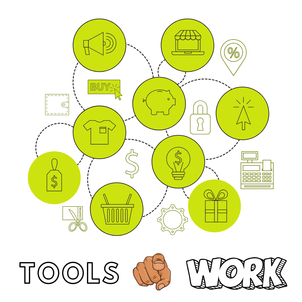A variety of e-commerce platforms and tools such as Shopify, WooCommerce, and Google Analytics displayed on screen